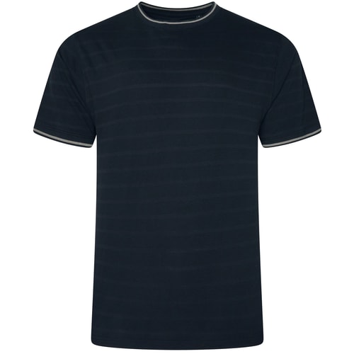 KAM Crew Tipped Textured T-Shirt Carbon